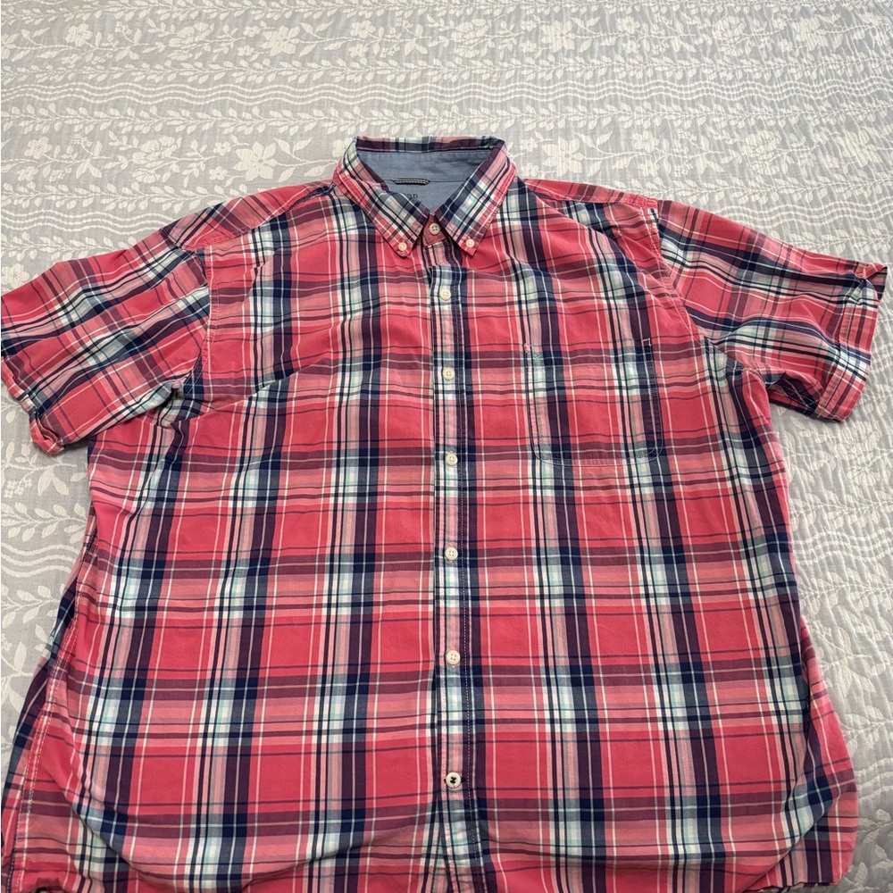 Izod Red and Blue Casual Button Down Shirt